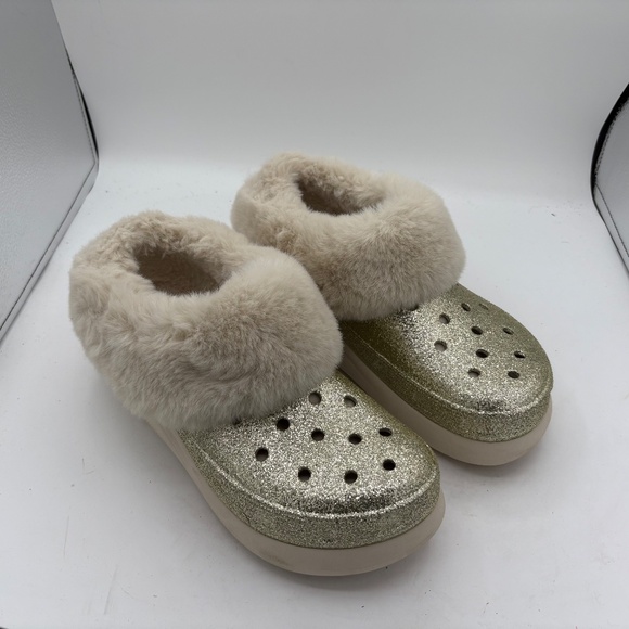 CROCS FUREVER CRUSH GLITTER Clog Gold Women’s 10 Men’s 8 Platform - Picture 1 of 15